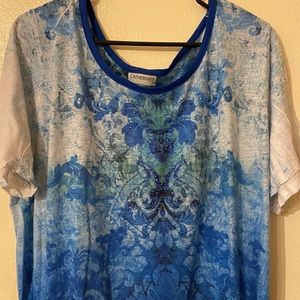 Catherines Blue Patterned Top